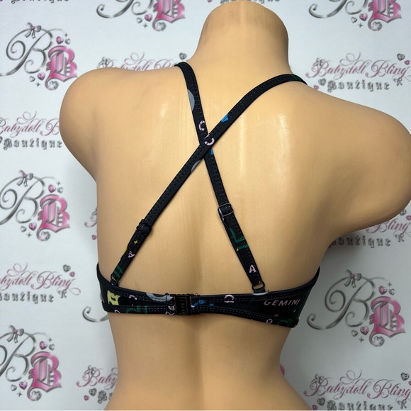 Hoaka swimwear horoscope top sun ☀️ criss cross back black multicolor 🌈 boho - Picture 6 of 10